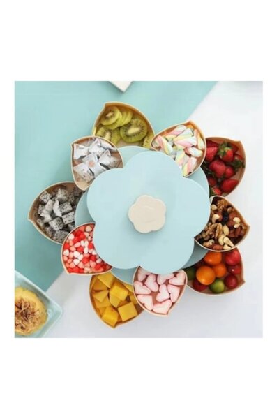 DAMUR Serving Tray, for Fruits / Vegetables / Snacks, with Drawers, Rotary Op...