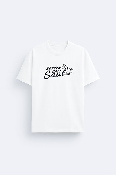 cesita Tricou alb cu guler rotund și imprimeu Better Call Saul