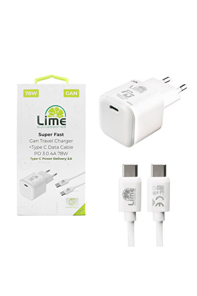 Lime&co Φορτιστής Lime GaN με Θύρα USB-C και Καλώδιο USB-C σε USB-C, 54W Powe...