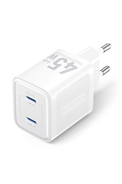 Vention Ασύρματος Φορτιστής GaN με 2 Θύρες Εξόδου USB-C, Παροχή Ισχύος 45W, Λ...