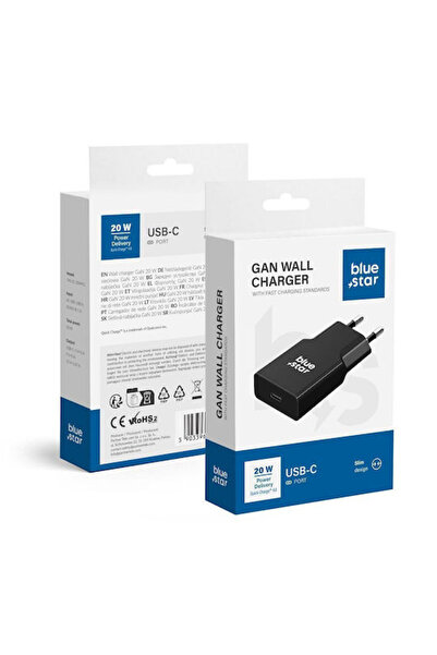 Blue Φορτιστής Star Χωρίς Καλώδιο GaN με Θύρα USB-C, Παροχή Ισχύος 20W / Γρήγ...