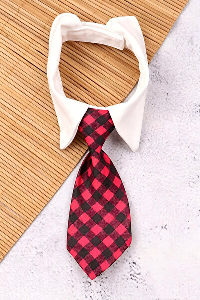 Meng tuo Red and black plaid pet tie, detachable shirt collar design, velcro ...
