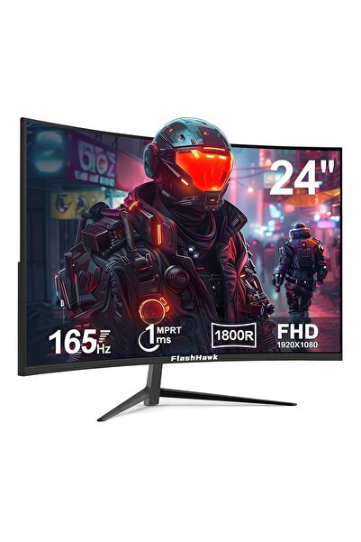 COOLHAWK شاشة ألعاب منحنية مقاس 24 بوصة بدقة كاملة (1920x1080)، معدل تحديث 16...