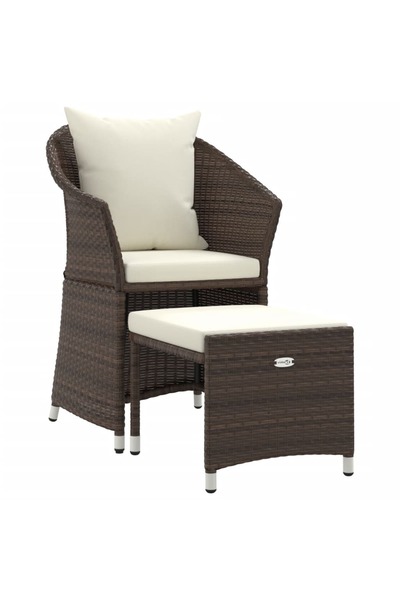 vidaxl Garden furniture set with cushions, 2 pieces, brown, polyrattan