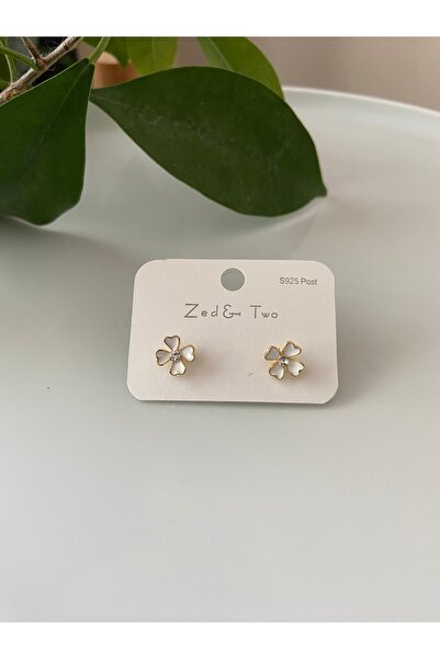 Anetta Jewelry Beyaz çiçek model mini Çelik kız çocuğu küpe