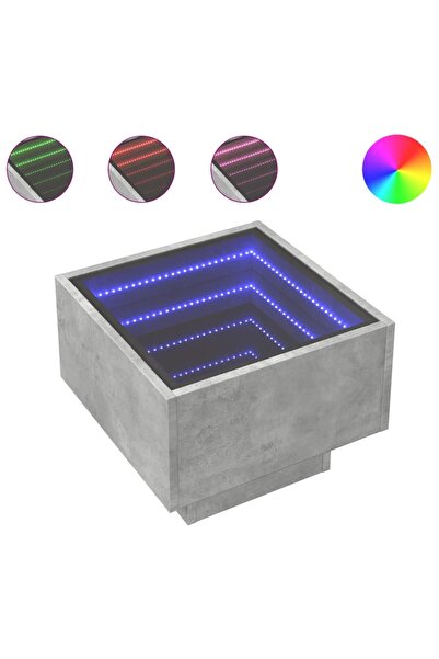 vidaxl Noptieră cu LED infinity, gri beton, 40x40x30 cm