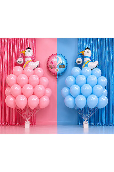Parti Dükkanı Cinsiyet Partisi Balon Seti Girl or Boy Folyo Balonlu Pembe Mav...