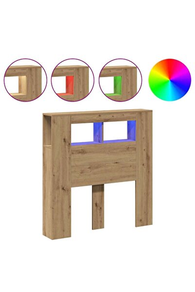 vidaxl Tăblie de pat cu LED, stejar artizanal, 100x18,5x103,5 cm, lemn