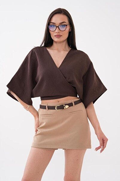 soi fashion Front-Tie Muslin Bolero Brown