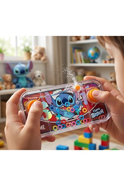 Kuzey Tacı Lilo & Stitch Tasarımlı Klasik Yatay Sulu Elde Oyun Konsolu Nostal...