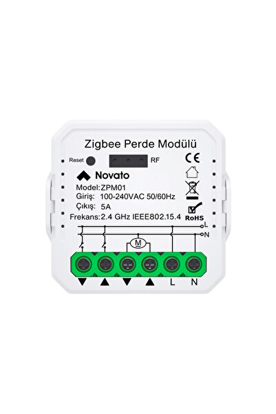Novato Zigbee Perde Panjur Motor Rölesi ( Tuya, Smart Life Uyumlu )