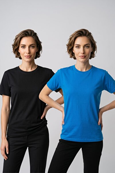 fevien Women's 2-Pack Basic Crew Neck Short Sleeve T-Shirt - Casual Comfort F...