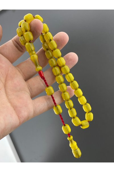 Tesbih Store Zeyzun Signed Capsule Cut Vertical Vein Stick Material Squeeze Amber Prayer Beads