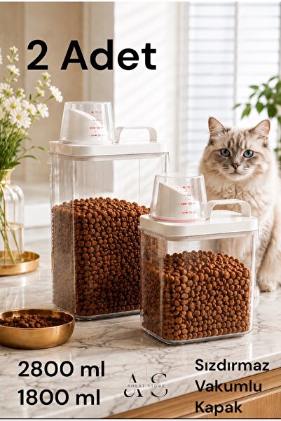 Ahlat Store 2-Piece Leak-Proof Storage Container for Cat and Dog Food - Scale...
