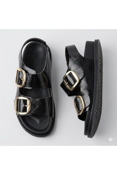 KİNDEP (Rosi) Double Buckle Daily Women's Sandals Black