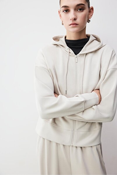 LEFTIES Dökümlü fermuarlı pamuklu sweatshirt