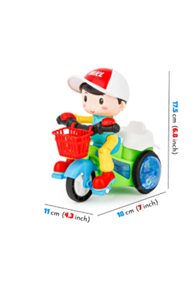 CasaDesteapta.ro Stunt Tricycle Toy, Bump-and-Go, Sound and Light Effects
