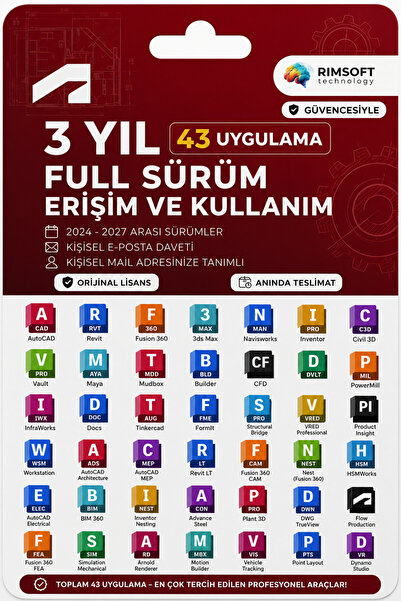 Autocad 2024-2027 Tüm Sürümler ve Tüm Uygulamalar - 3 Yıl Erişim - Kişisel Ma...