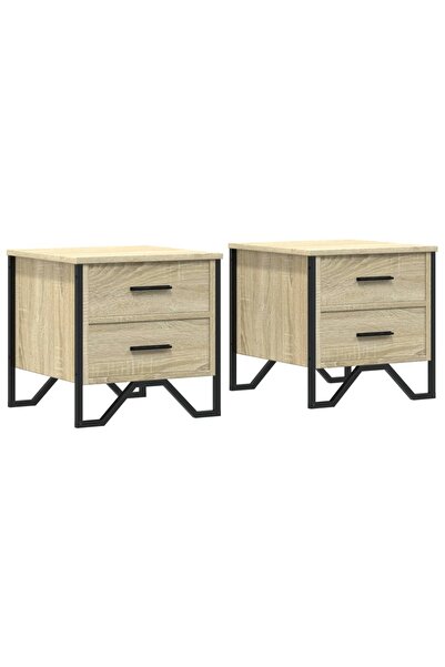 vidaxl Noptiere, 2 buc., stejar sonoma, 40x41x40 cm, lemn prelucrat