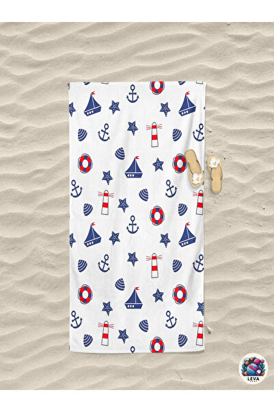 Levva Home Seaside Patterned Cotton Digital Printed Beach Bath Towel