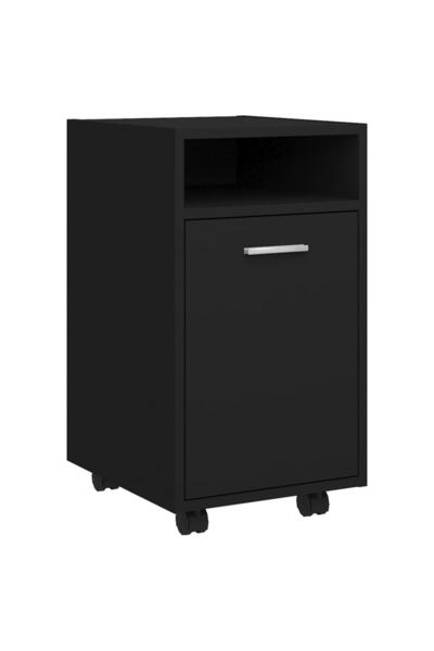 vidaxl Side cabinet with wheels, black, 33x38x60 cm, chipboard