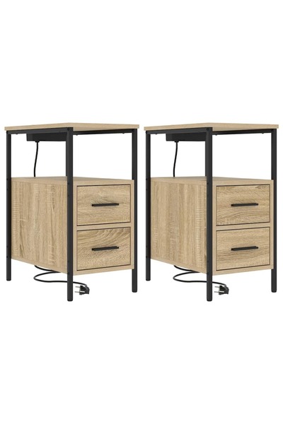 vidaxl Dulap de noapte cu sertar 2 pcs Stejar Sonoma 30 x 48 x 61 cm