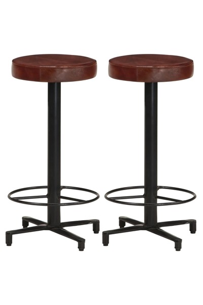 vidaxl Scaune de bar, 2 buc., 66 cm, piele naturală