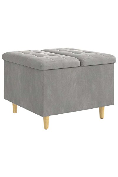 vidaxl Ottomană de depozitare Gri deschis 60 x 60 x 45 cm Catifea