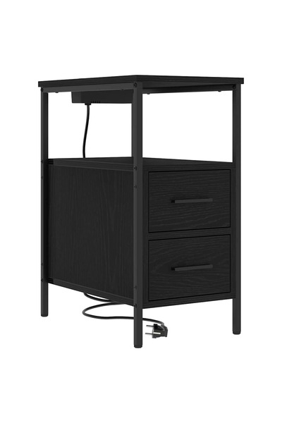 vidaxl Dulap de noapte Stejar Negru 30 x 48 x 61 cm Lemn compozit