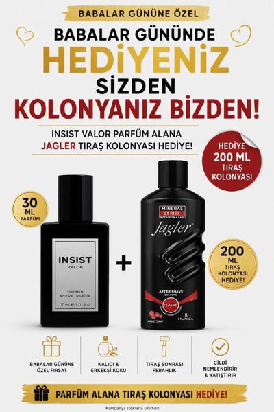 Hunca İNSİST 30 Ml ERKEK EDT (JAGLER CLASSİC TRAŞ KOLONYASI HEDİYE)