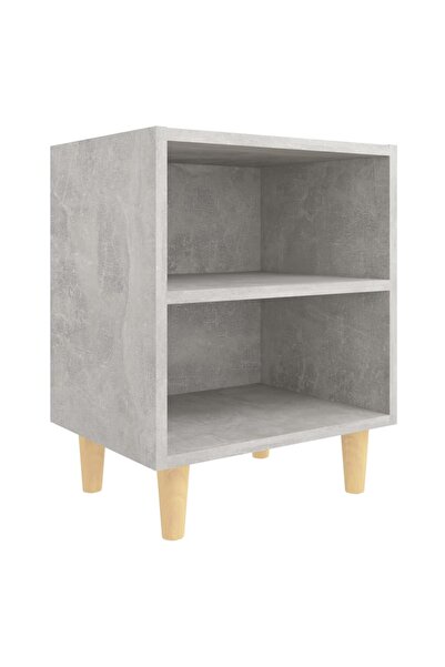 vidaxl Noptieră cu picioare din lemn masiv, gri beton, 40x30x50 cm
