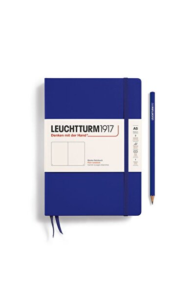 Leuchtturm Caiet A5 cu copertă rigidă din vellum, cerneală albastră