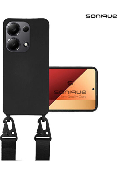 Other Sonique Θήκη Πλάτης Σιλικόνης 0.5mm με Λουράκι Μαύρο (Redmi Note 13 Pro...