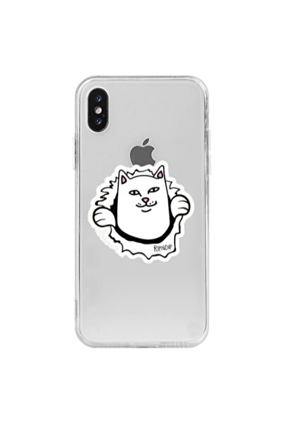 OEM Θήκη Apple iPhone Xs Max Λευκή γάτα Διάφανη Σιλικόνη TPU