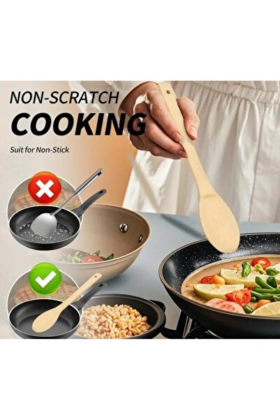 Yıldızan Nzr Beautestore 5-Piece Large Size Natural Bamboo Spoon Spatula Kitc...