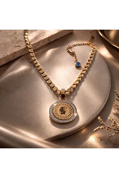 Bozhi Steel Necklace 937 Gold Sparkling Style