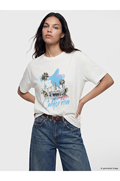 LC Waikiki RMZ GİYİM FARKIŞİLLERİNE ZERO Roba Yaka California Tricou cu impri...