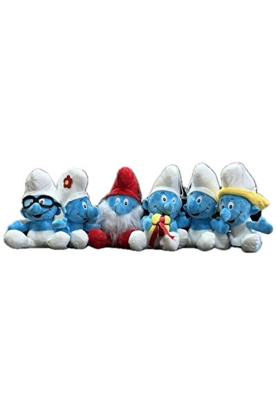OEM Set de 6 jucării de pluș, diverse figurine Ștrumfi, 25 cm