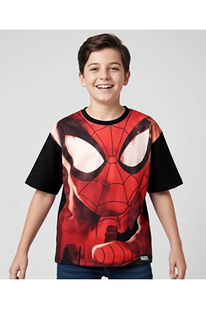 Pine Kids Marvel تي شيرت فضفاض بأكمام نصفية وياقة منخفضة مصنوع من قماش الجيرس...