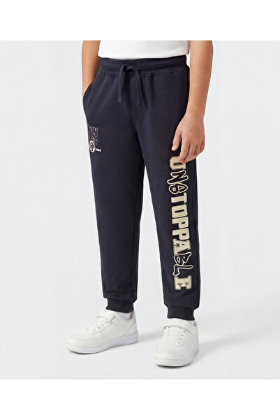 Pine kids Looper Knit Full Length Lounge Pant With Unstoppable Graphic - Black