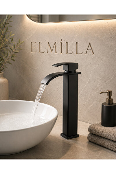 elmilla Luxury Chrome Premium Matte Black Waterfall Bowl Sink Faucet Modern F...