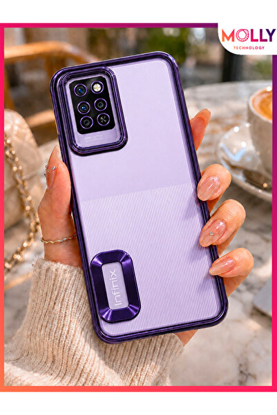 Molly Infinix Note 10 Pro (X695) İçin Kenarları Metalik Derin Mor Lens Koruyu...