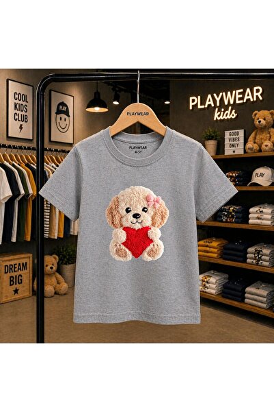 playwear تي شيرت للأطفال مطبوع عليه شريط على شكل قلب دوجي 100% للأطفال من الج...