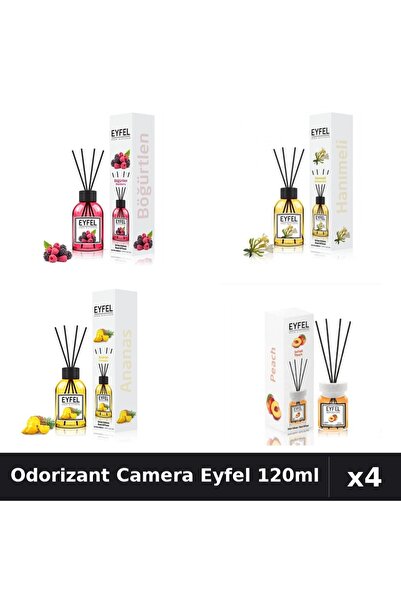 Eyfel Set 4 Odorizant Camera cu Betisoare 120ml - Ananas, Fructe Pădure, Pier...