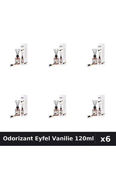 Eyfel Set 6 Odorizant Camera cu Betisoare Vanilie - Parfum Intens, 120ml