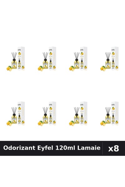 Eyfel Set 8 Odorizant Camera cu Betisoare - Aroma Lamaie Parfum Intens 120ml
