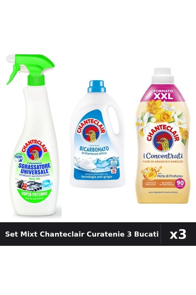 Chanteclair Set 3 Curatenie - Degresant 600ml, Detergent 1575ml, Balsam 1800ml