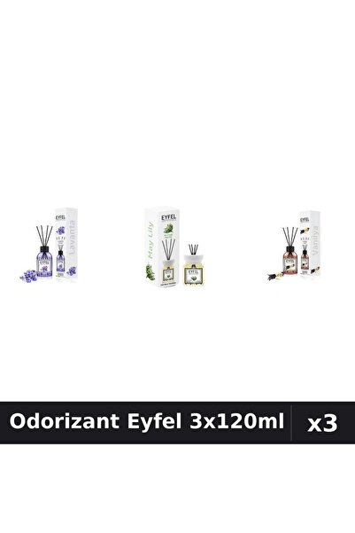 Eyfel Set 3 Odorizante Camera cu Betisoare - Lavanda, Lacramioare, Vanilie 120ml