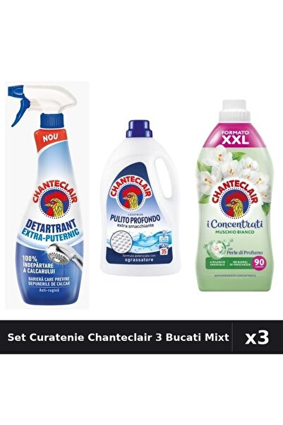 Chanteclair Set 3 Curatenie - Detartrant 625ml, Detergent 1575ml, Balsam 1800ml