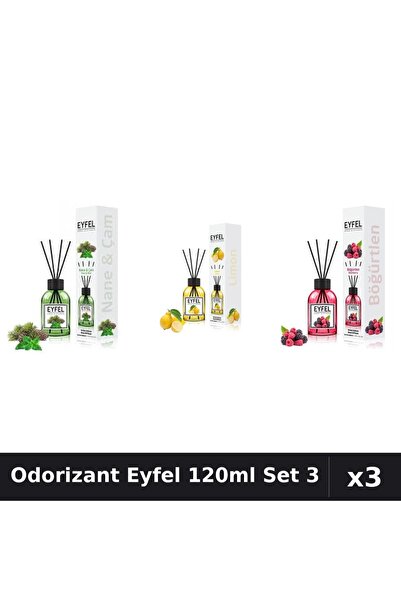 Eyfel Set 3 Odorizante Camera cu Betisoare 120ml - Pin Menta, Lamaie, Fructe ...